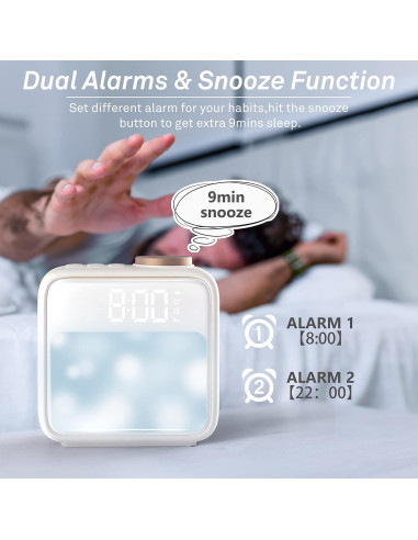 Reloj Despertador AIRIVO HJ-02 con Luz Nocturna y Ruido Blanco