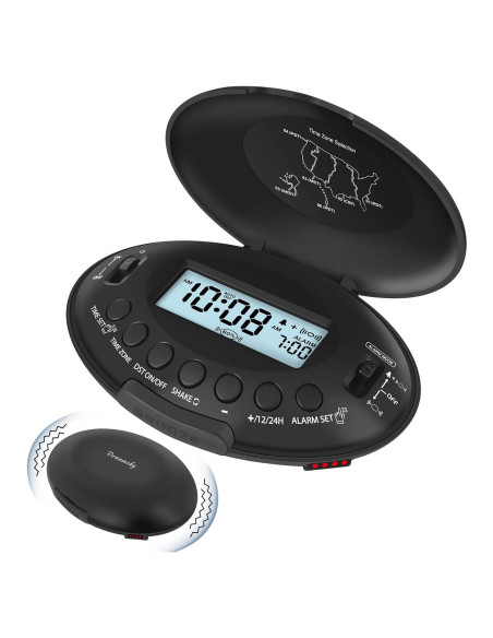 Reloj Despertador Vibrante DreamSky DS2202 Negro Portátil Reloj Despertador Vibrante DreamSky DS2202 Negro Portátil