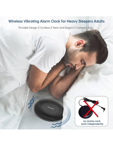 Reloj Despertador Vibrante DreamSky DS2202 Negro Portátil