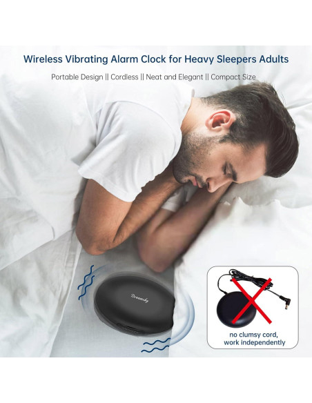 Reloj Despertador Vibrante DreamSky DS2202 Negro Portátil Reloj Despertador Vibrante DreamSky DS2202 Negro Portátil