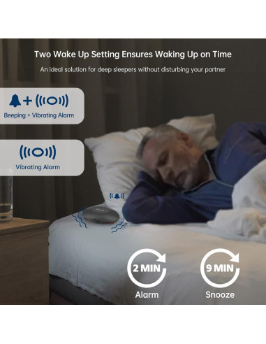 Reloj Despertador Vibrante DreamSky DS2202 Negro Portátil