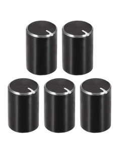 Perilla de Potenciómetro uxcell 10mmx15mm Aluminio Negro 5 Pcs
