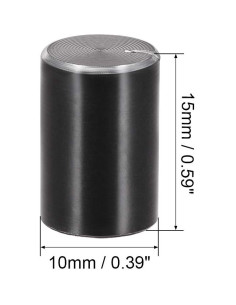 Perilla de Potenciómetro uxcell 10mmx15mm Aluminio Negro 5 Pcs 2