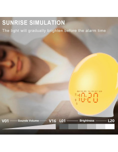 Despertador Luz Amanecer JALL K8, 17 Luces, Bluetooth 5W 2