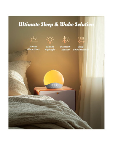 Despertador Ecozy con Luz del Amanecer y Sonidos Relajantes