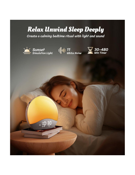 Despertador Ecozy con Luz del Amanecer y Sonidos Relajantes
