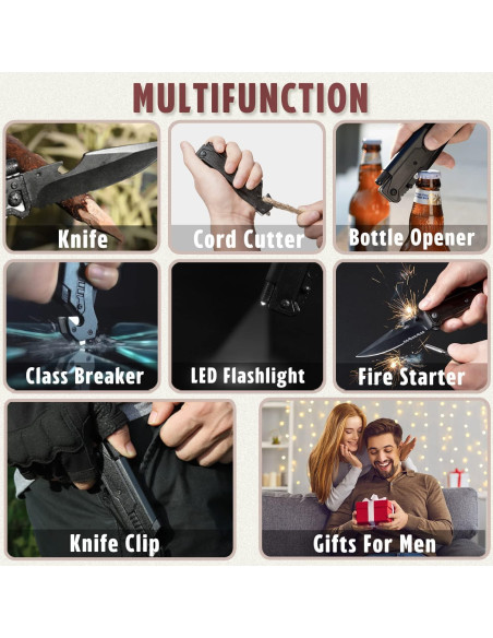 Cuchillo de Bolsillo Personalizado Fanfoobi con Luz LED y 6 Funciones Cuchillo de Bolsillo Personalizado Fanfoobi con Luz LED y 6 Funciones