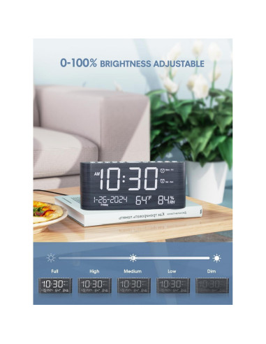 Reloj Despertador Digital de Madera PPLEE con Cargador USB