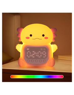 Reloj Despertador Yiliaw Axolote Rosa con Luz Nocturna