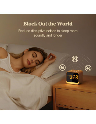 Reloj Despertador de Madera Housbay con Sonido Blanco