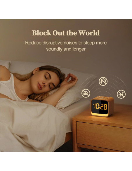 Reloj Despertador de Madera Housbay con Sonido Blanco Reloj Despertador de Madera Housbay con Sonido Blanco