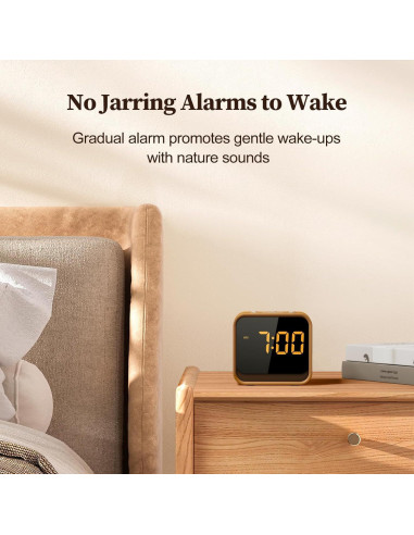 Reloj Despertador de Madera Housbay con Sonido Blanco