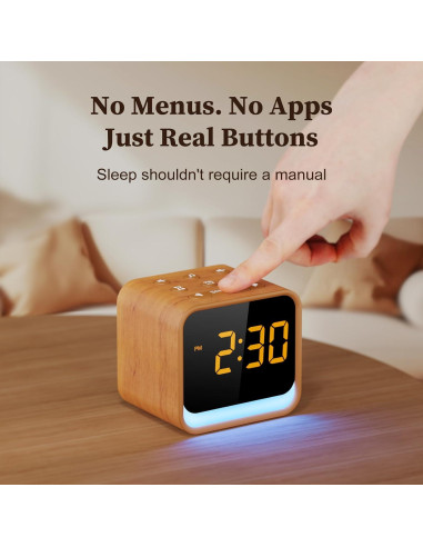 Reloj Despertador de Madera Housbay con Sonido Blanco