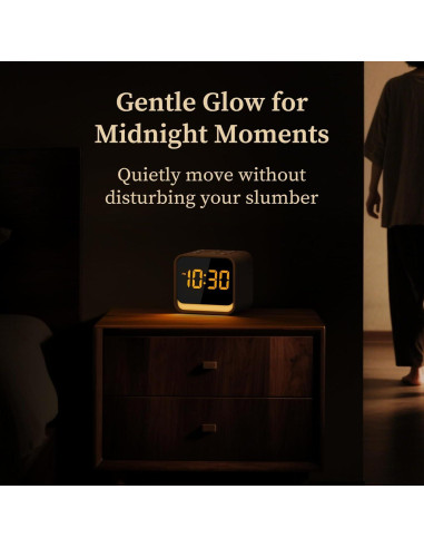 Reloj Despertador de Madera Housbay con Sonido Blanco