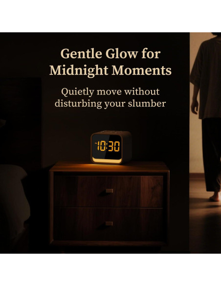 Reloj Despertador de Madera Housbay con Sonido Blanco Reloj Despertador de Madera Housbay con Sonido Blanco
