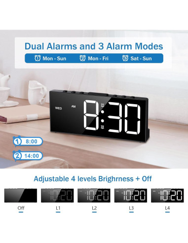 Reloj Despertador Ruidoso CandyHome con Vibrador USB Negro