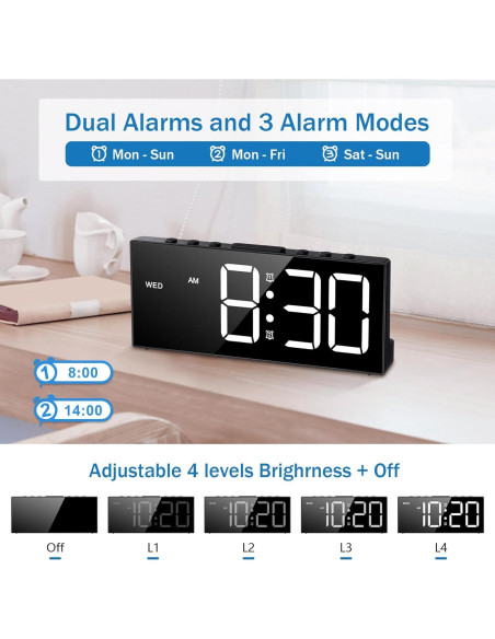 Reloj Despertador Ruidoso CandyHome con Vibrador USB Negro
