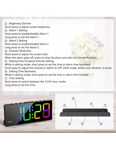 Reloj Despertador Ruidoso CandyHome con Vibrador USB Negro