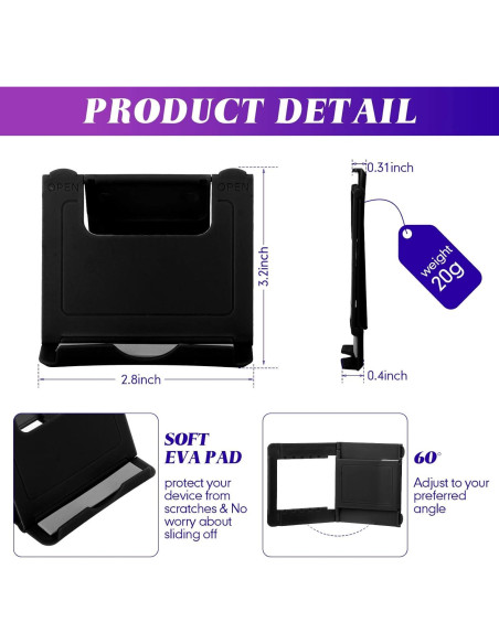 Soporte Plegable para Teléfono Móvil Macarrie 24 Pcs Negro