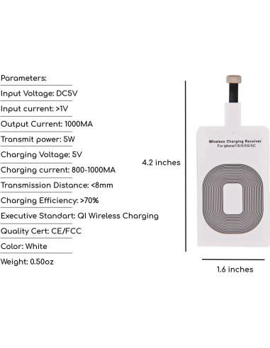 Adaptador Cargador Inalámbrico QI KUJOBUY para iPhone