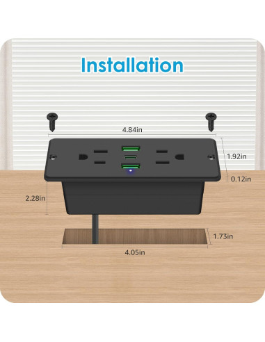Toma de Corriente Empotrada HHSOET 45W con USB y USB-C