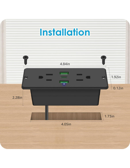 Toma de Corriente Empotrada HHSOET 45W con USB y USB-C
