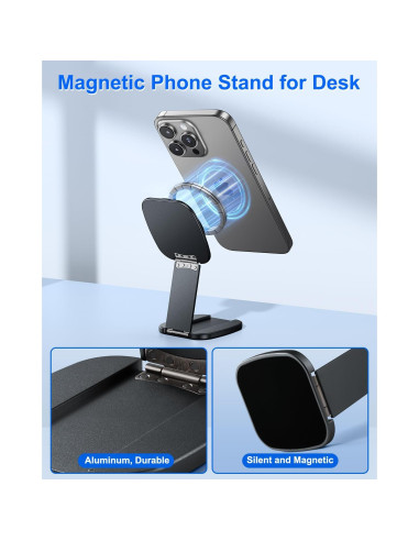 Soporte Magnético Plegable para Teléfono Aluminio Nediea Gris
