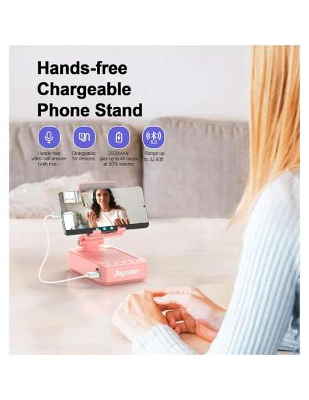 Soporte para Teléfono Joymate con Altavoz Bluetooth Rosa