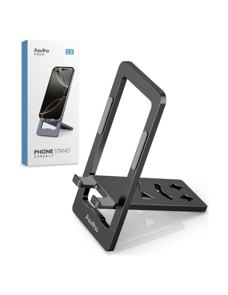 Soporte de Teléfono Plegable Aoviho Aluminio Negro 3.7-7"