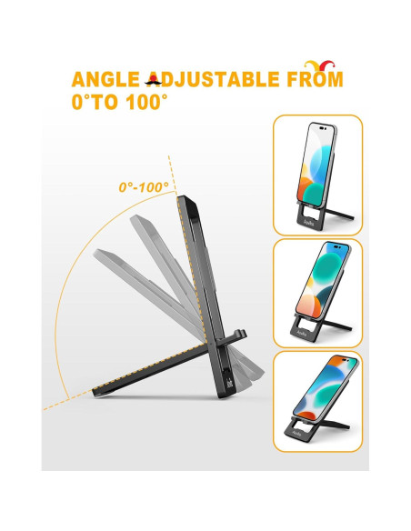 Soporte de Teléfono Plegable Aoviho Aluminio Negro 3.7-7"