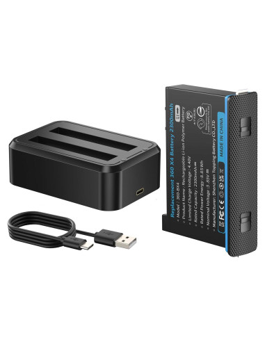 Batería X4 Impermeable + Cargador 2 Ranuras 360 X4