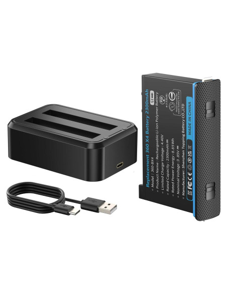 Batería X4 Impermeable + Cargador 2 Ranuras 360 X4