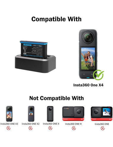 Batería X4 Impermeable + Cargador 2 Ranuras 360 X4