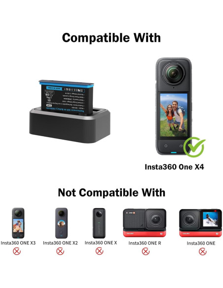 Batería X4 Impermeable + Cargador 2 Ranuras 360 X4