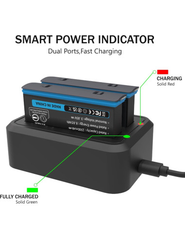 Batería X4 Impermeable + Cargador 2 Ranuras 360 X4