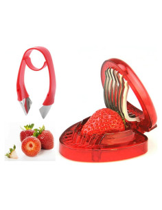 Juego Cortador y Descorazonador de Fresas TIYOORTA Rojo