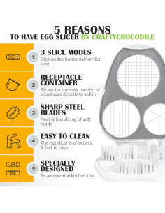 Cortador de Huevos CraftyCrocodile - Acero Inoxidable, 3 Modos 2