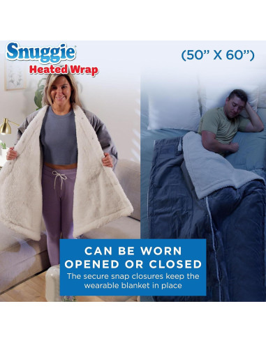 Manta Calentada Snuggie 50x60 Gris Sherpa Lavable