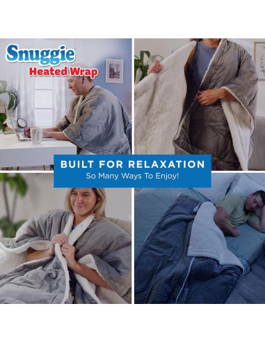 Manta Calentada Snuggie 50x60 Gris Sherpa Lavable
