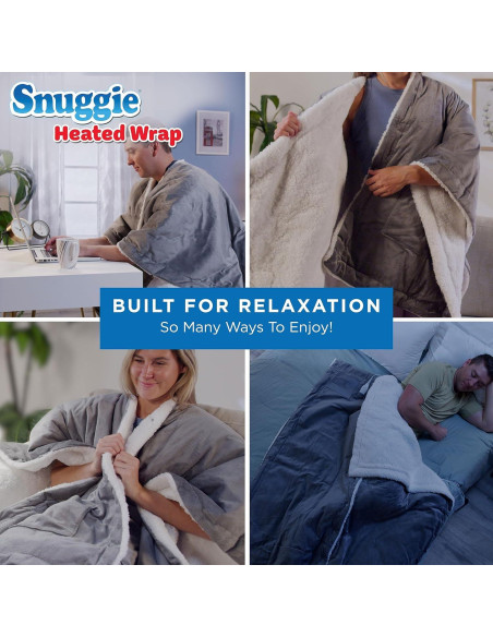 Manta Calentada Snuggie 50x60 Gris Sherpa Lavable