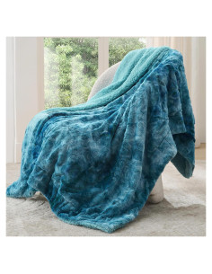 Manta Reversible Bedsure Sherpa Individual Verde Azulado 152x203 cm