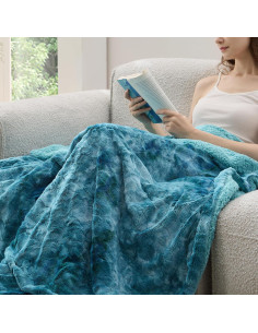 Manta Reversible Bedsure Sherpa Individual Verde Azulado 152x203 cm 2