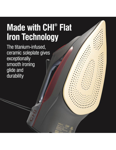 Plancha de Vapor CHI 1700W con Cable Retráctil 2.4m Profesional