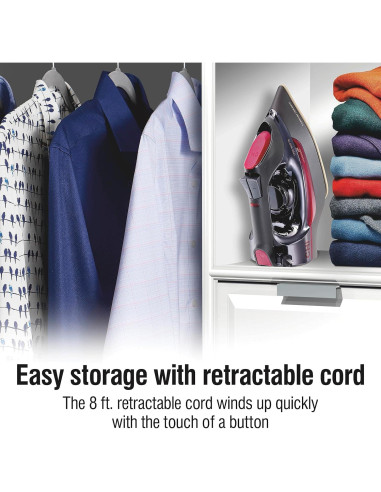 Plancha de Vapor CHI 1700W con Cable Retráctil 2.4m Profesional