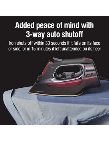 Plancha de Vapor CHI 1700W con Cable Retráctil 2.4m Profesional