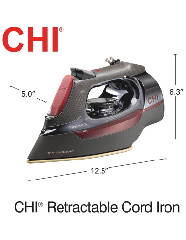 Plancha de Vapor CHI 1700W con Cable Retráctil 2.4m Profesional