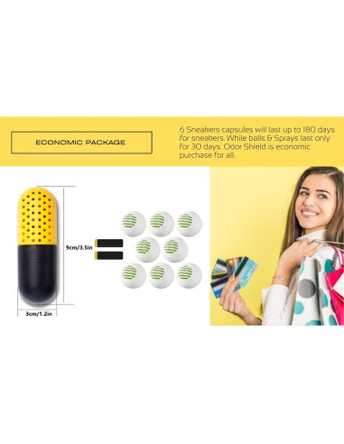 6 Pastillas Desodorantes para Zapatos Odor Shield - Absorbentes