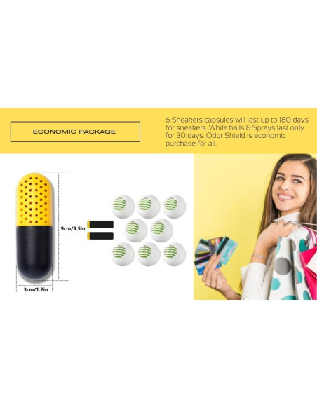 6 Pastillas Desodorantes para Zapatos Odor Shield - Absorbentes