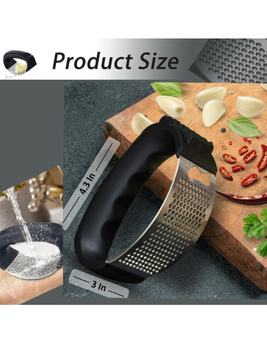 Prensa de Ajo Acero Inoxidable Aetomtins Mango Ergonómico