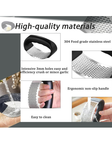 Prensa de Ajo Acero Inoxidable Aetomtins Mango Ergonómico